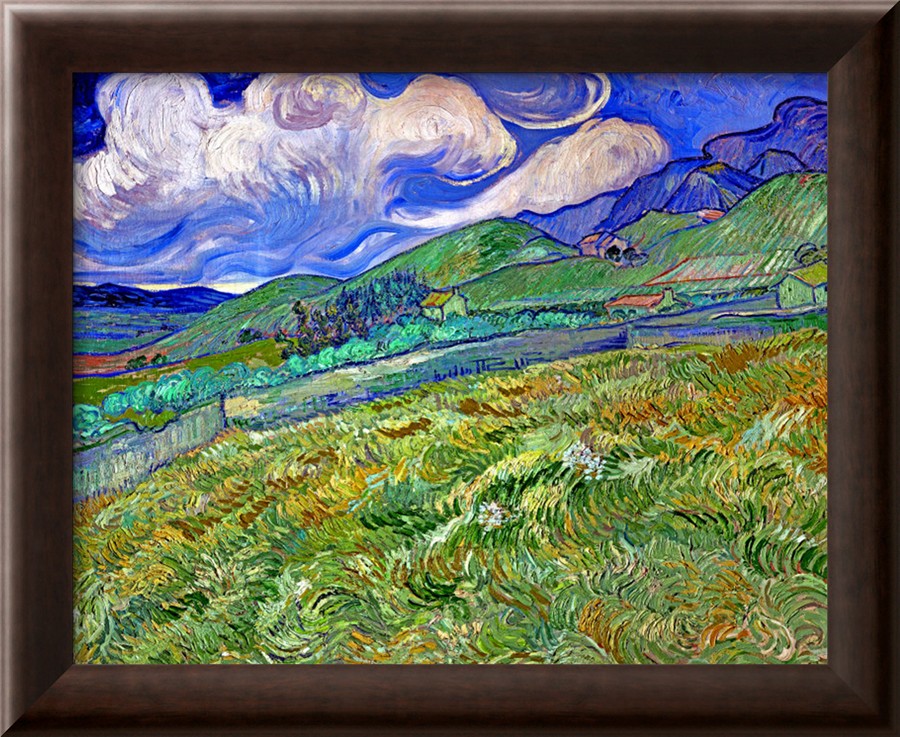 Wheatfield and Mountains - Vincent Van Gogh Paintings